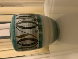 Schicke Vintage Keramikvase türkis weiss grau Muster 60er...