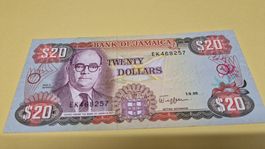 20 Jamaica Dollar Note, 1.9.89, EK468257, Top Zustand!1989