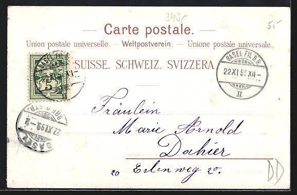 Cartes postales: Litho Basel, Baslerin, Wappen, Ortsansic – D'occasion à Berlin par bartko-reher 1