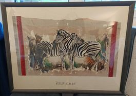 Gerahmtes Bild von Rolf Knie "Zebras"