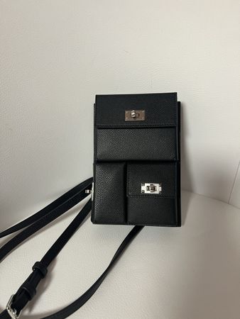 Schicke Leder Umhängetasche/Handytasche, Schwarz, Neuwertig!