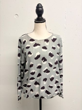 Nile Bluse Langarm Grau blau Print XS/S Viskose Shirt