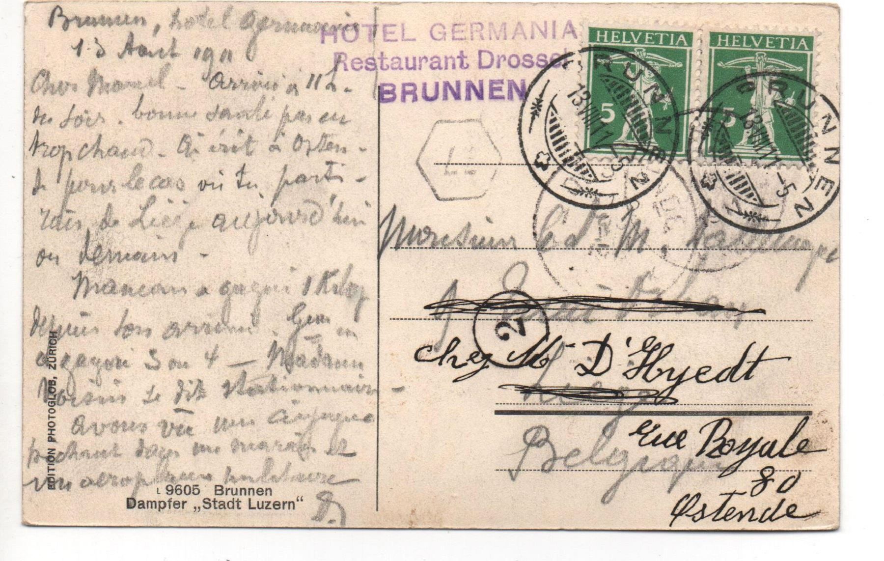 Cartoline postali: BRUNNEN Dampfschiff Stadt Luzern – Usato da Jona venduto da philajona 1