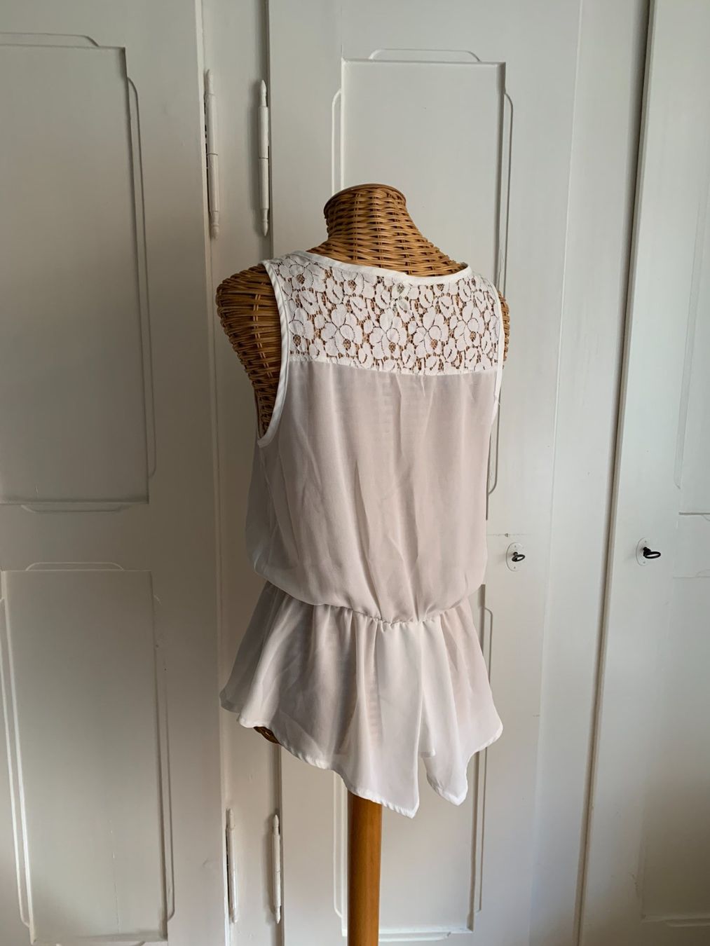 Camicette: Chiffon Blusentop weiss mit Spitze - S/M – Usato da Zürich venduto da Diazaio 2
