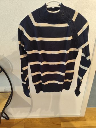 Pull rayé bleu marine et beige taille S la fée maraboutee