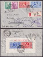 PJ 1937 Satzbrief mit Block auf Rückseite, Basel nach DE