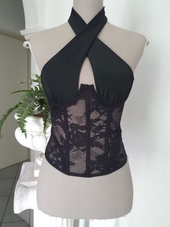 Gothic Corsagentop m. Spitze Gr. S leicht def.