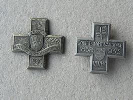 2 Sport Abzeichen Brosche Medaille Vevey VD Waadt 1930/1933