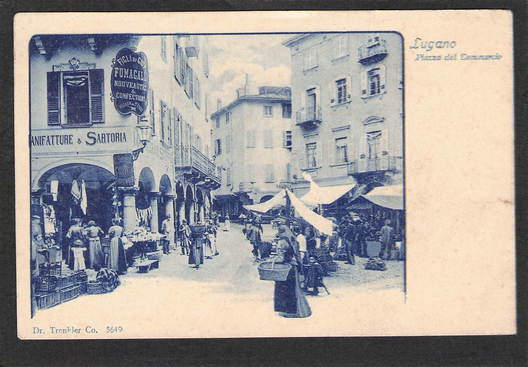 Cartoline postali: CP.TI Lugano , Piazza del Commercio – Usato da Reichenburg venduto da Pipo-67
