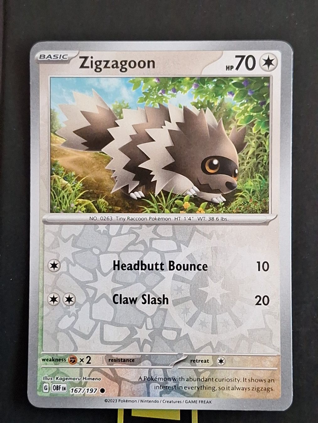 Pokémon Carte collezionabili: Zigzagoon - Pokemon Reverse Holo Obsidian Flames – Usato da Altstätten SG venduto da GGsGameshop