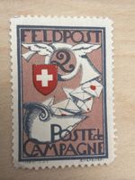 Briefmarke Feldpost mit Schweizer Kreuz 2 Rappen