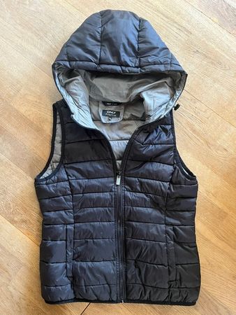Kapuzen-Gilet schwarz / grau