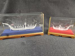 Glasvitrine Drachenboot  Schiff Boot Deko Figur