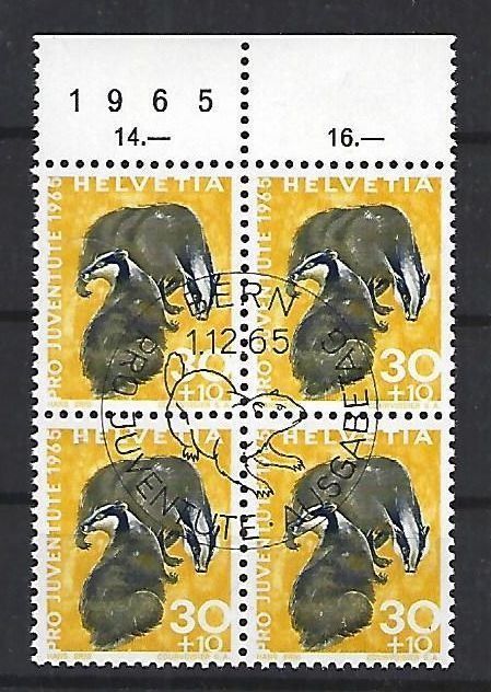 Tutti i francobolli: 1965 - PJ / Einh. Wildtiere / Dachs – Usato da Schaffhausen venduto da poststamp
