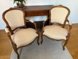 2 Louis Philippe Sessel neu gepolstert und bezogen