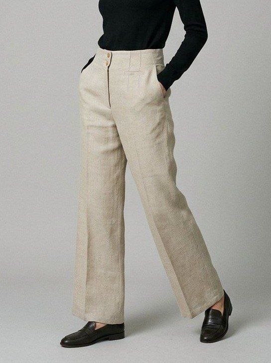 Pantaloni: Pantalon Lin Sievers Beige Taille M – Usato da Fribourg venduto da re-fine