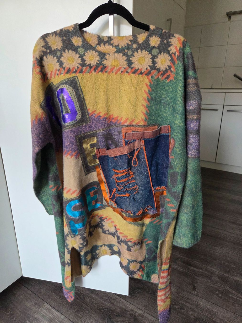 Vestiti: Buntes Oversize Strickkleid im Patchwork-Stil – Usato da Wittnau venduto da nat_lby6 2