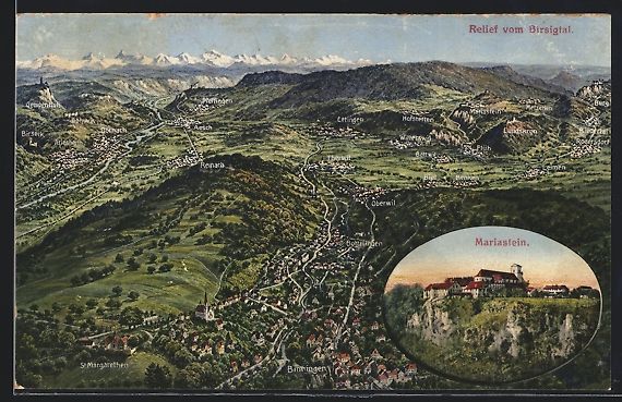 Cartoline postali: Mariastein, Relief vom Birsigtal mit Mar – Usato da Berlin venduto da bartko-reher