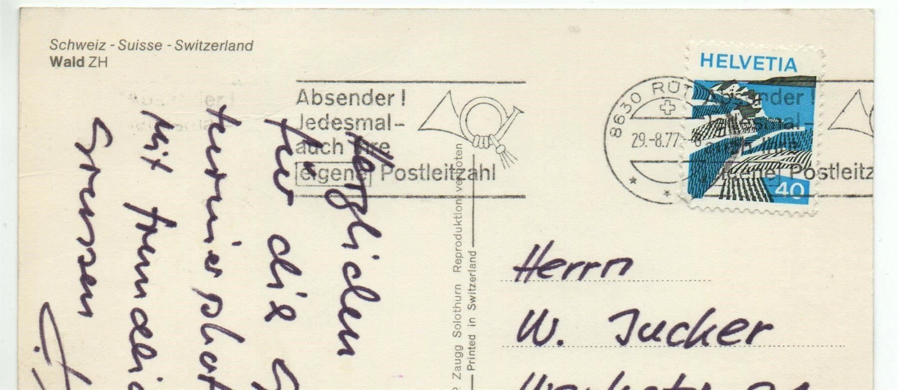Cartoline postali: WALD ZH Flugaufnahme – Usato da Jona venduto da philajona 1