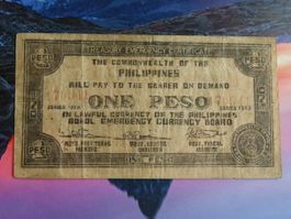 Philippine One  Pesos 1943, P-S145, Gebraucht