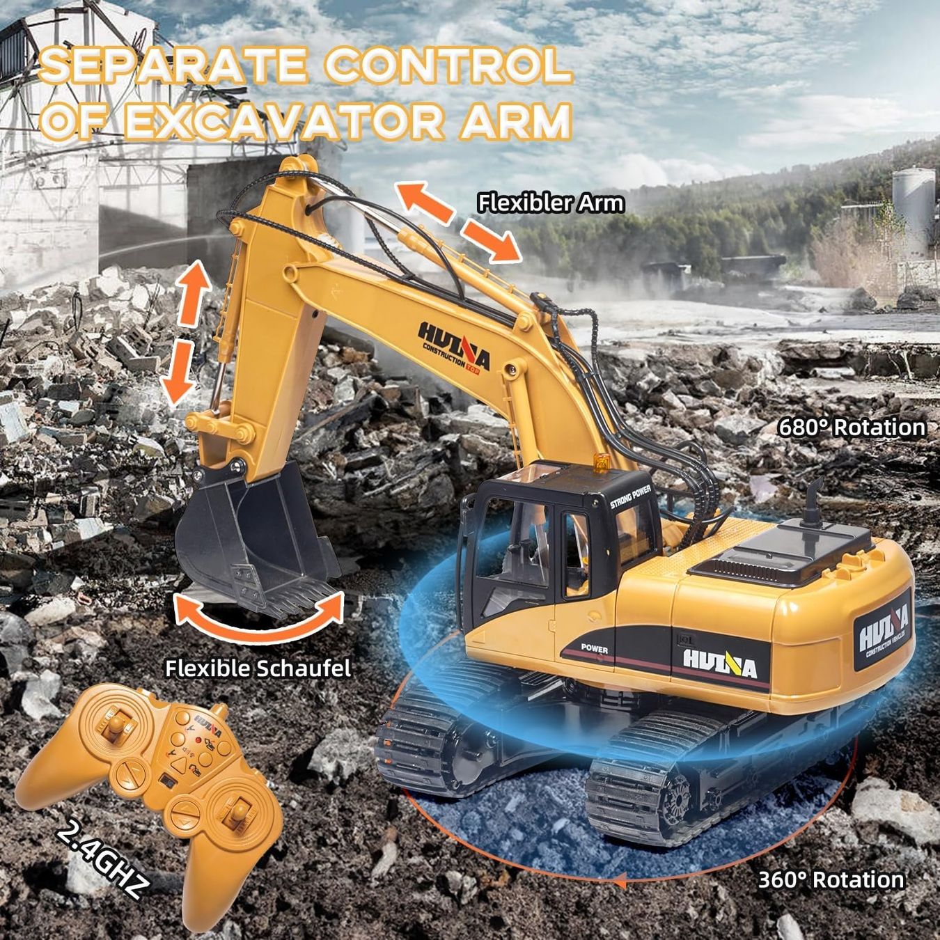 RC Modellbau: RC-Bagger Metall 1:14 3-in-1 Raupenbagger mit Akku – Neu und originalverpackt aus Schaffhausen von Alvora 2