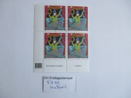 Viererblock mit Ort Ersttagsstempel 5705 Hallwil