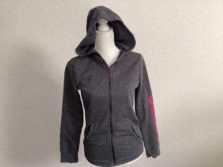 ADIDAS coole, lässige Jacke mit pink mit Kapuze d.grau Gr. S