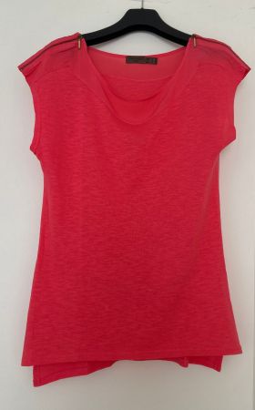 Sommerliches, pinkes Shirt mit Reissssverschlüssen, Gr. M