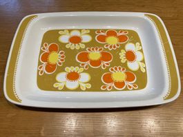 Safran Norwegen Servierplatte 70er Vintage Retro Blumen