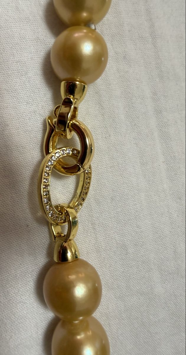 Perle (finte): SüdSee Perlen Kette Goldene Farbe echt – Nuovo (secondo la descrizione) da Oberhof venduto da RealStone 5