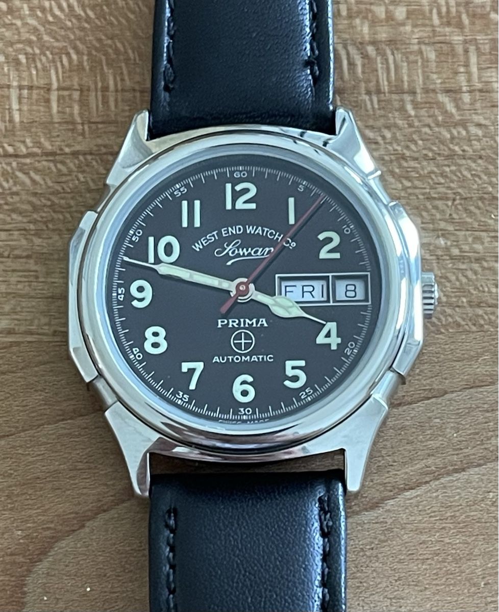 Orologi: 1960er West End Watch Lowan PRIMA Automatic Day-Date – Nuovo (secondo la descrizione) da Embrach venduto da Canderau 1
