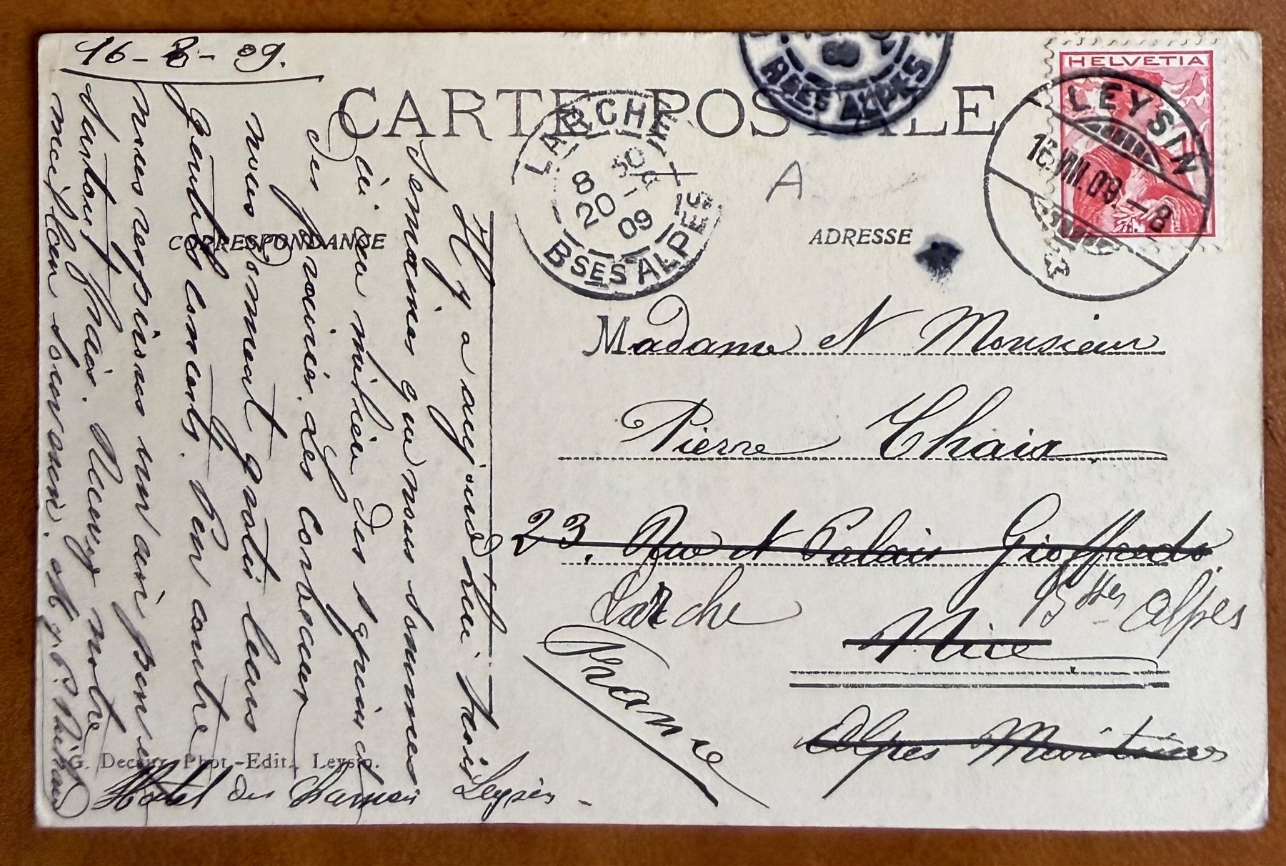 Cartoline postali: Leysin - Hôtel des Chamois - 1909 – Usato da Lutry venduto da Ediego 1