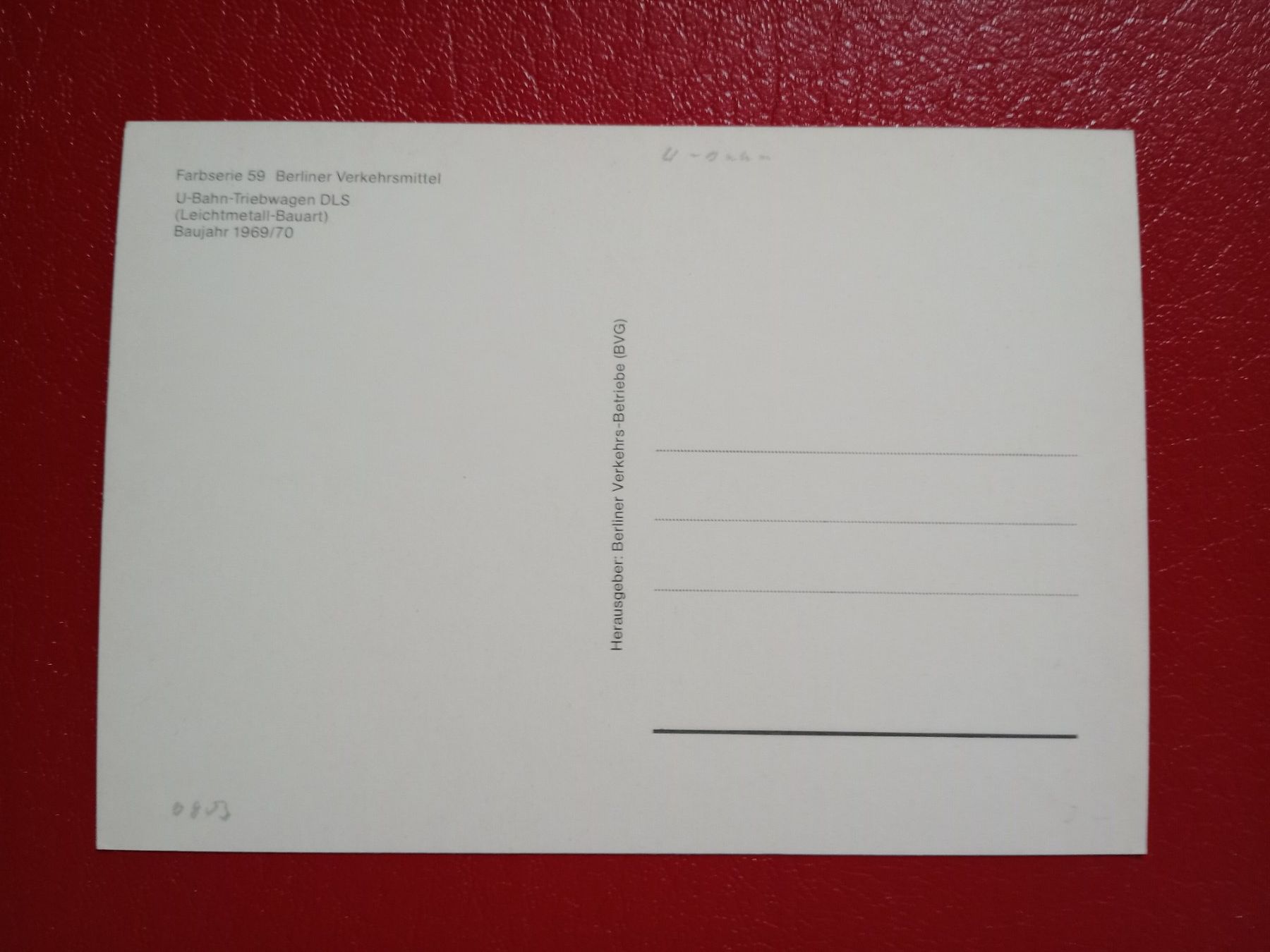 Cartoline postali: AK Bahn Berlin U-Bahn Triebwagen DLS – Usato da Küttigen venduto da Melisch1000 1
