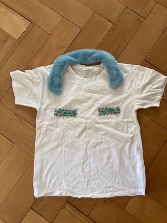 Shirt mit Echtfellkragen
