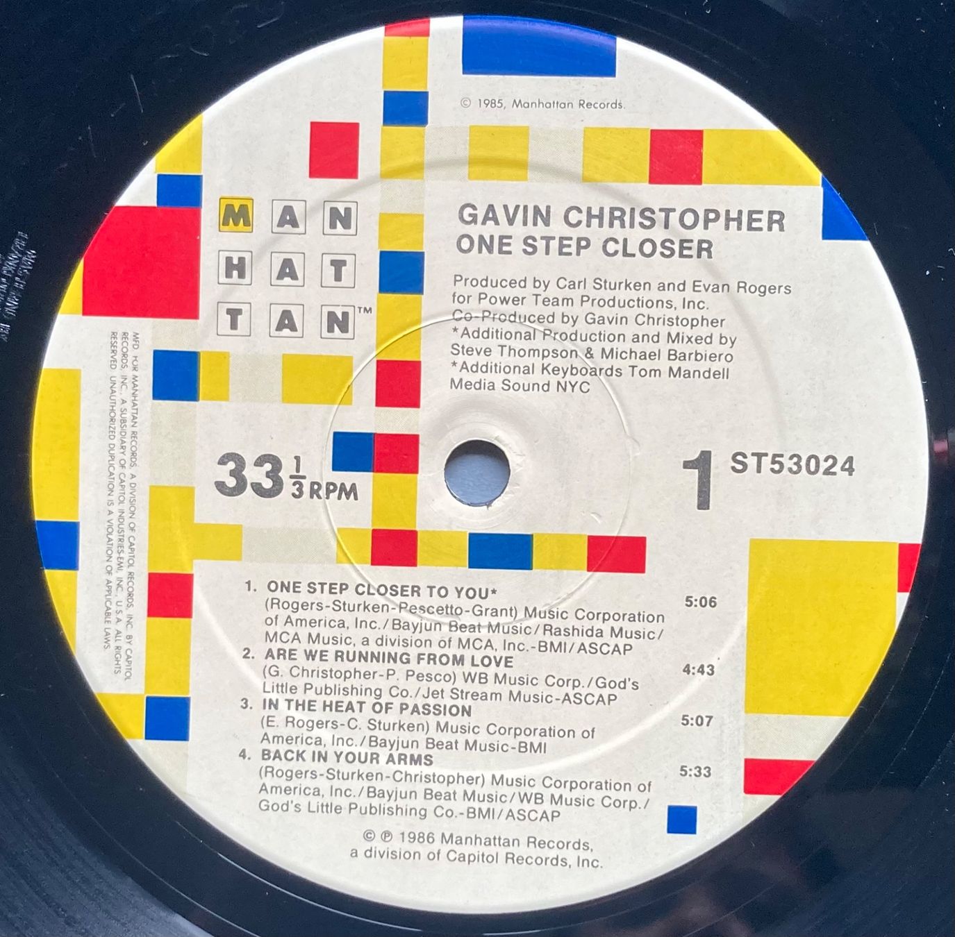 Vinyles: GAVIN CHRISTOPHER - ONE STEP CLOSER – D'occasion à Poliez-Pittet par Newtown-Records 2