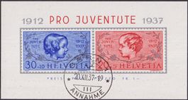 1937, J83I+J84I (PJ-Block) mit Ersttagsstempel BERN, K:100.-