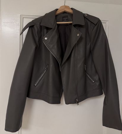 DUNKELGRAUE KUNSTLEDERJACKE M