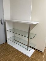 Modernes Glasregal in weiss und gutem Zustand