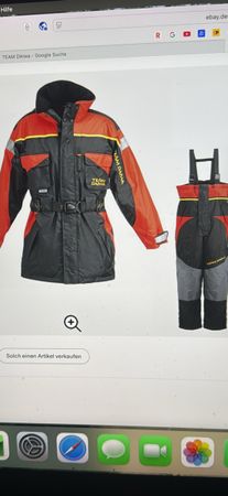 Team Daiwa Angel-Kombi Jacke Latzhose Rot Schwarz Grösse L