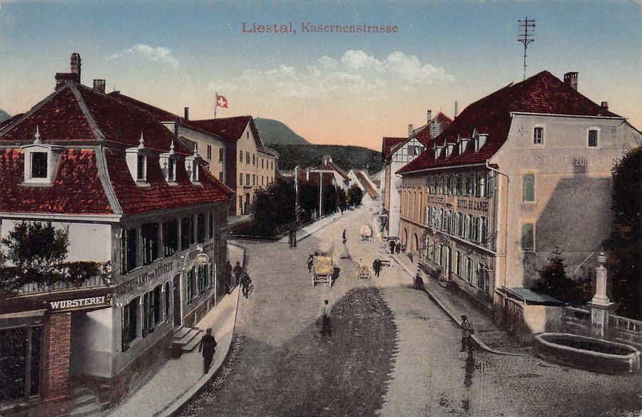 Cartoline postali: Liestal, Kasernenstrasse, Wursterei, um 1925-30 – Usato da Frauenfeld venduto da POML