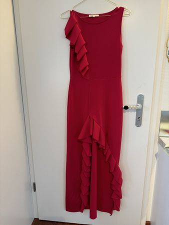 Maje Paris Red Dress Ruffle One Shoulder Elegant Size S 36