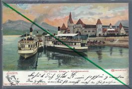 Luzern. Bahnhofquai. Dampfschiffe. Kriegs- u. Friedensmuseum