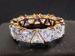 Luxus Elegante Ring Memoire Zirkonia 17/7 Farbe : Gold