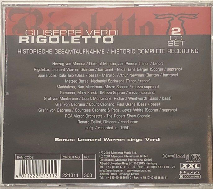 CD: Verdi - Rigoletto (1950, Cellini) – Usato da Grüningen venduto da azulamarillo 1