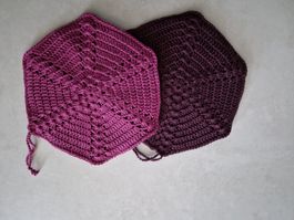 2 Topflappen aus Baumwolle, Handarbeit