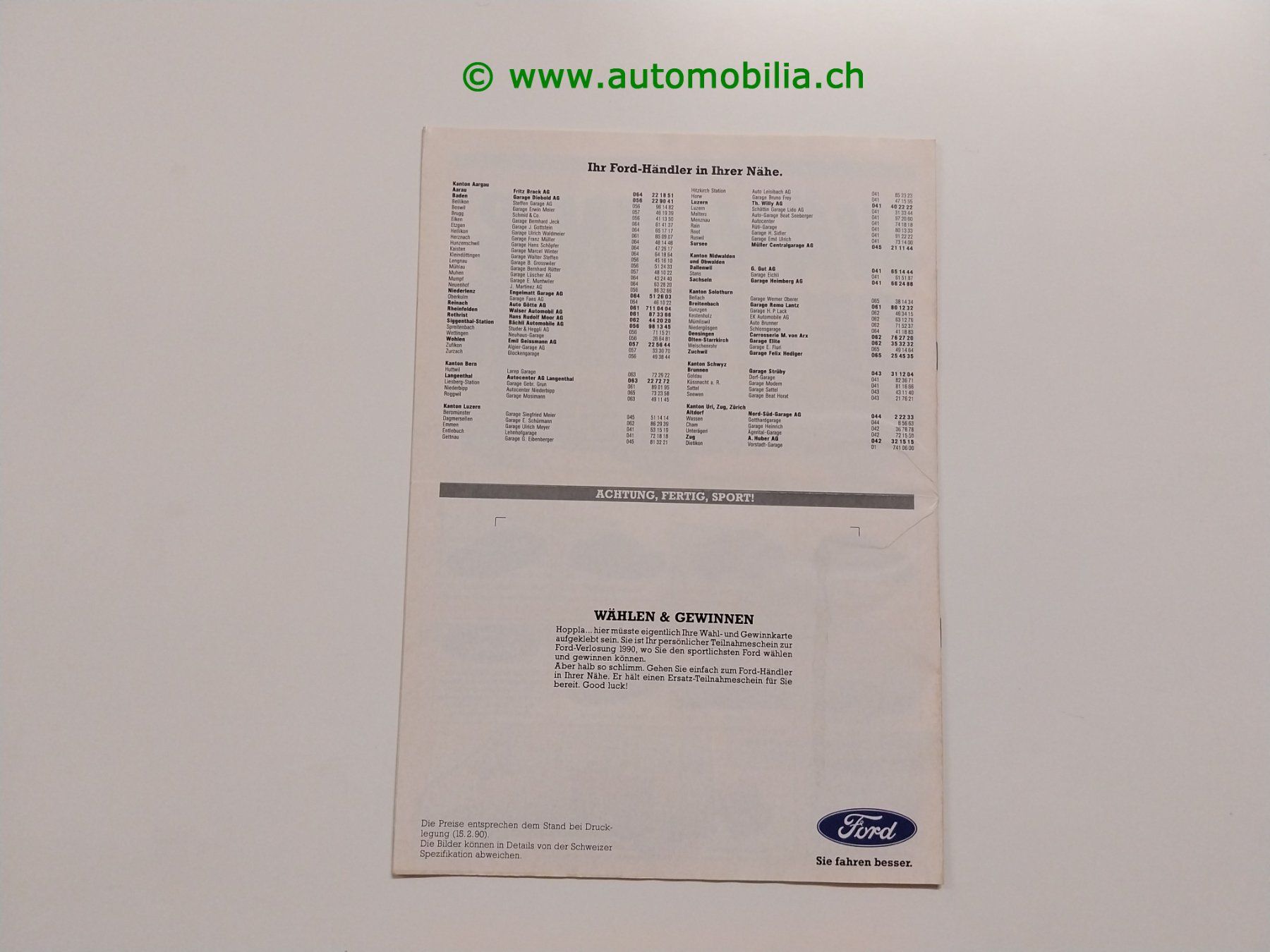 Ford Dokumente: Ford Revue 1990 Prospekt deutsch – Gebraucht aus Weingarten-Kalth von Bettelbruenneli 7