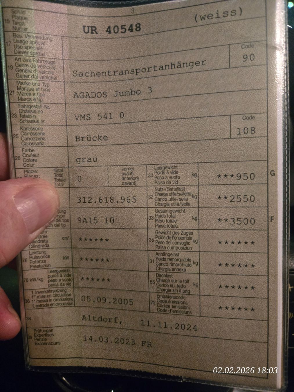 Agados Anhänger: AGADOS Jumbo 3 – Gebraucht aus Erstfeld von Gina033 7