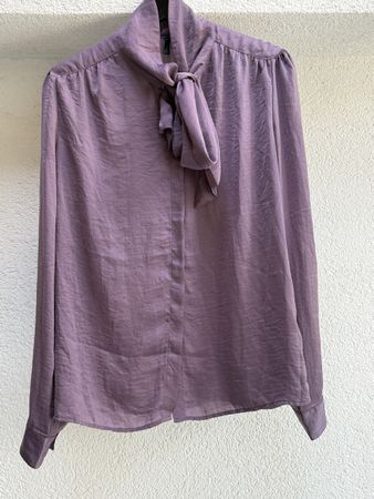 Camicia Benetton in poliestere color lilla con fiocco