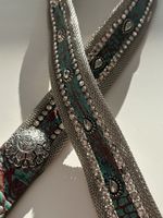 NANNI Gürtel, silber und türkis mit Strass und Nieten, 85/34
