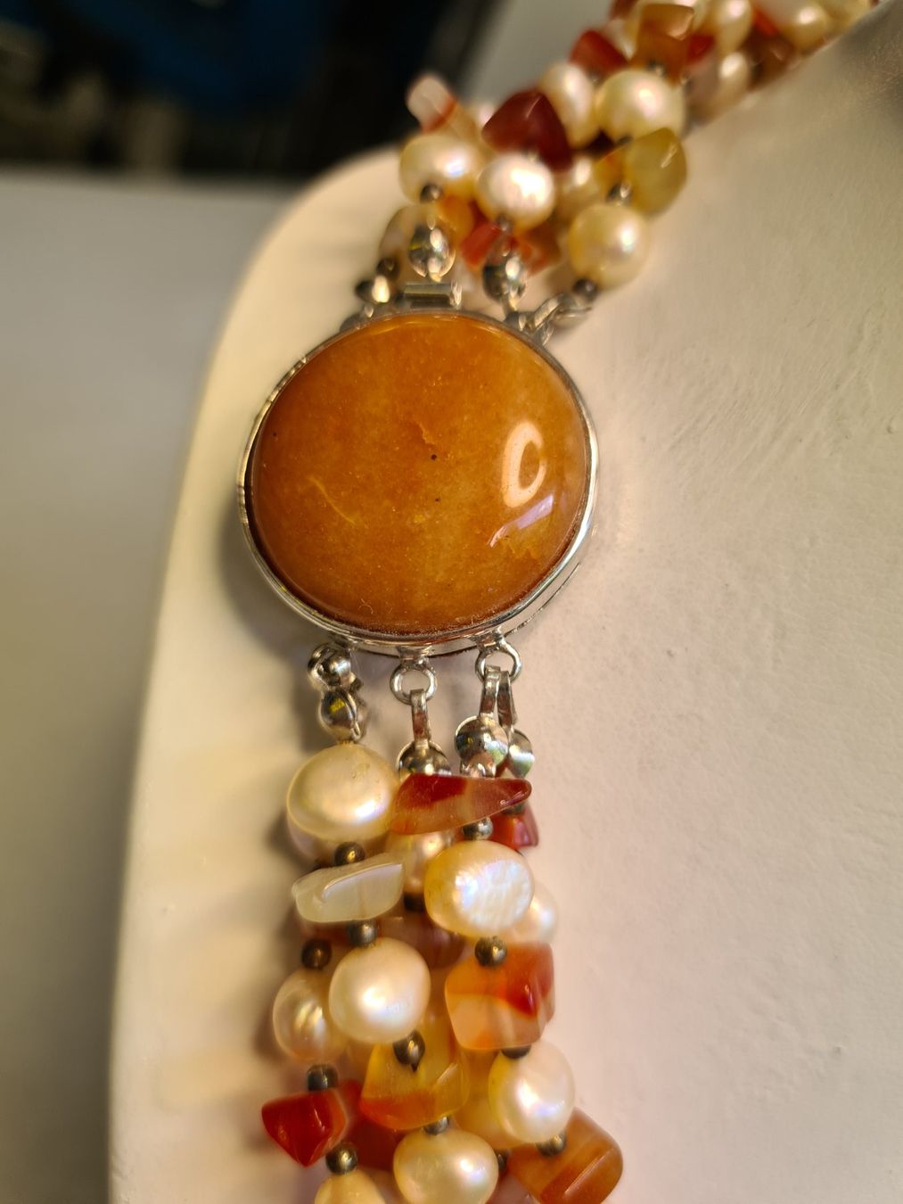Catenine: Perlen Collier mit Stein und rotem Carnelian Grösse 52 cm – Nuovo (secondo la descrizione) da Zürich venduto da benedikt12 2